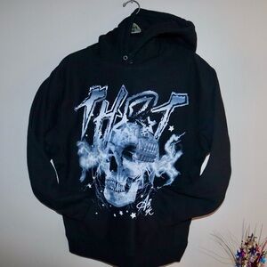 THRT RICK ROSS Brand Black Skull Graphic Hoodie. ( Very HEAVY ) NWOT